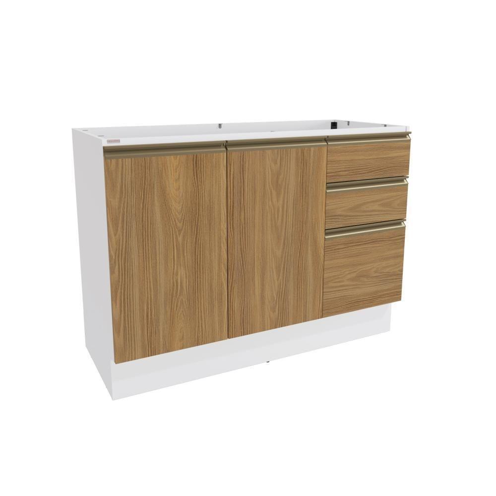 Balcão De Pia Celeste Kappesberg 100% Mdf 2 Portas 3 Gavetas Branco/nogueira 120cm - 1