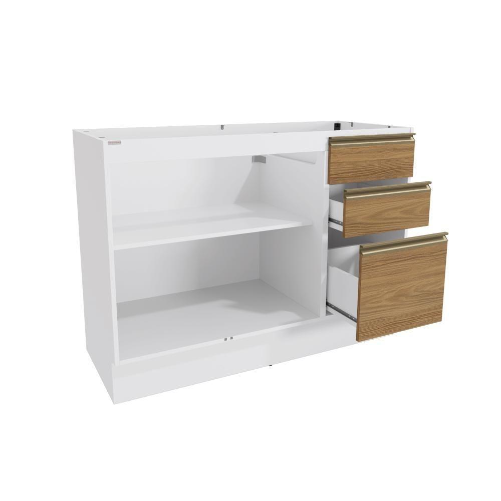 Balcão De Pia Celeste Kappesberg 100% Mdf 2 Portas 3 Gavetas Branco/nogueira 120cm - 4