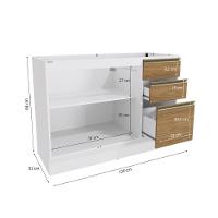Balcão De Pia Celeste Kappesberg 100% Mdf 2 Portas 3 Gavetas Branco/nogueira 120cm - 2