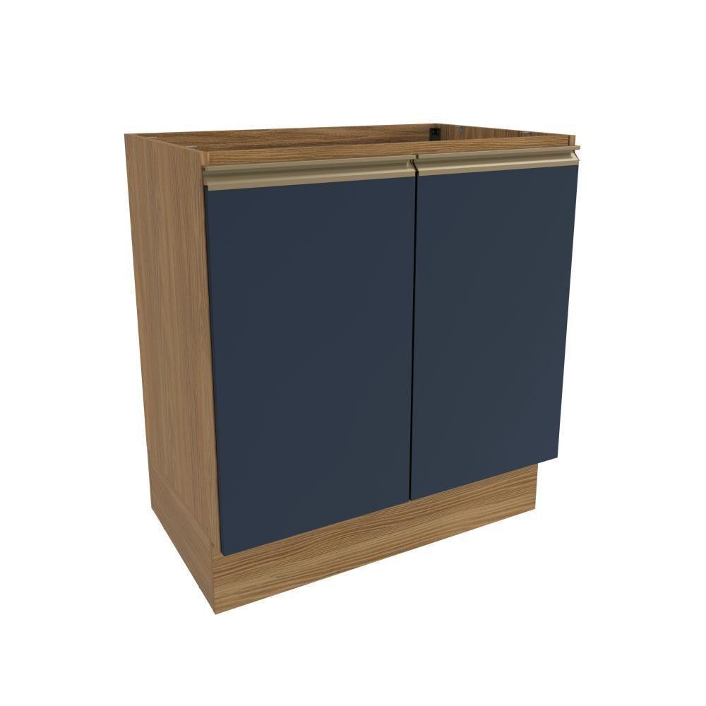 Balcão Celeste Kappesberg 100% Mdf 2 Portas Nogueira/azul 80cm - 1