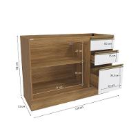 Balcão De Pia Celeste Kappesberg 100% Mdf 2 Portas 3 Gavetas Nogueira/branco 120cm - 2