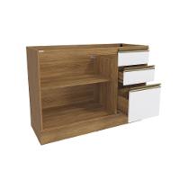 Balcão De Pia Celeste Kappesberg 100% Mdf 2 Portas 3 Gavetas Nogueira/branco 120cm - 4