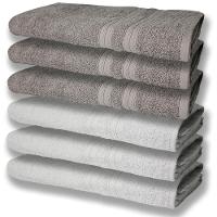 6 Toalhas Grande Super Felpudas E Grossa Algodão 80x150 Itália Soft Beka - Branco/cinza - 1