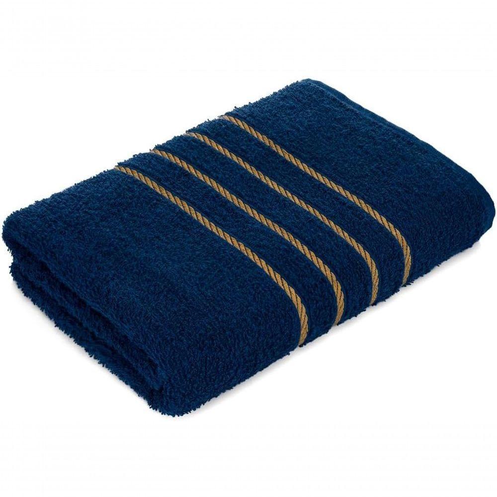 Jogo De Toalha 2 Banho + 2 Rosto Montreal 100% Algodão Alta Absorção - Azul Marinho - 2