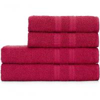 Jogo De Toalhas De Banho 4 Peças 100% Algodão Alta Absorção (2 Banho + 2 Rosto ) Padrão Hotel/pousada - Cereja - 1
