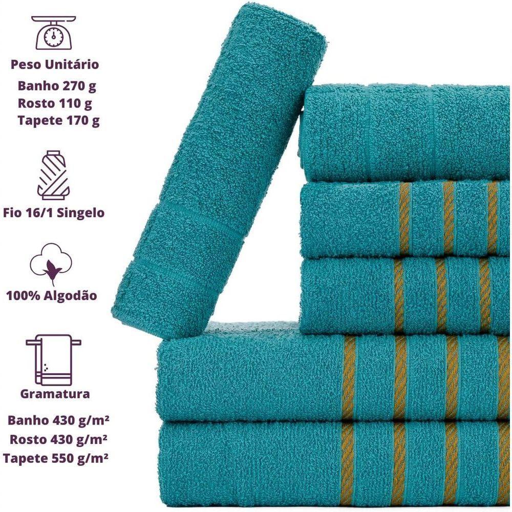 Jogo De Toalha Montreal 2 Banhão + 2 Rosto + 2 Tapete Piso Luxuoso 100% Algodão Verde Claro - 4