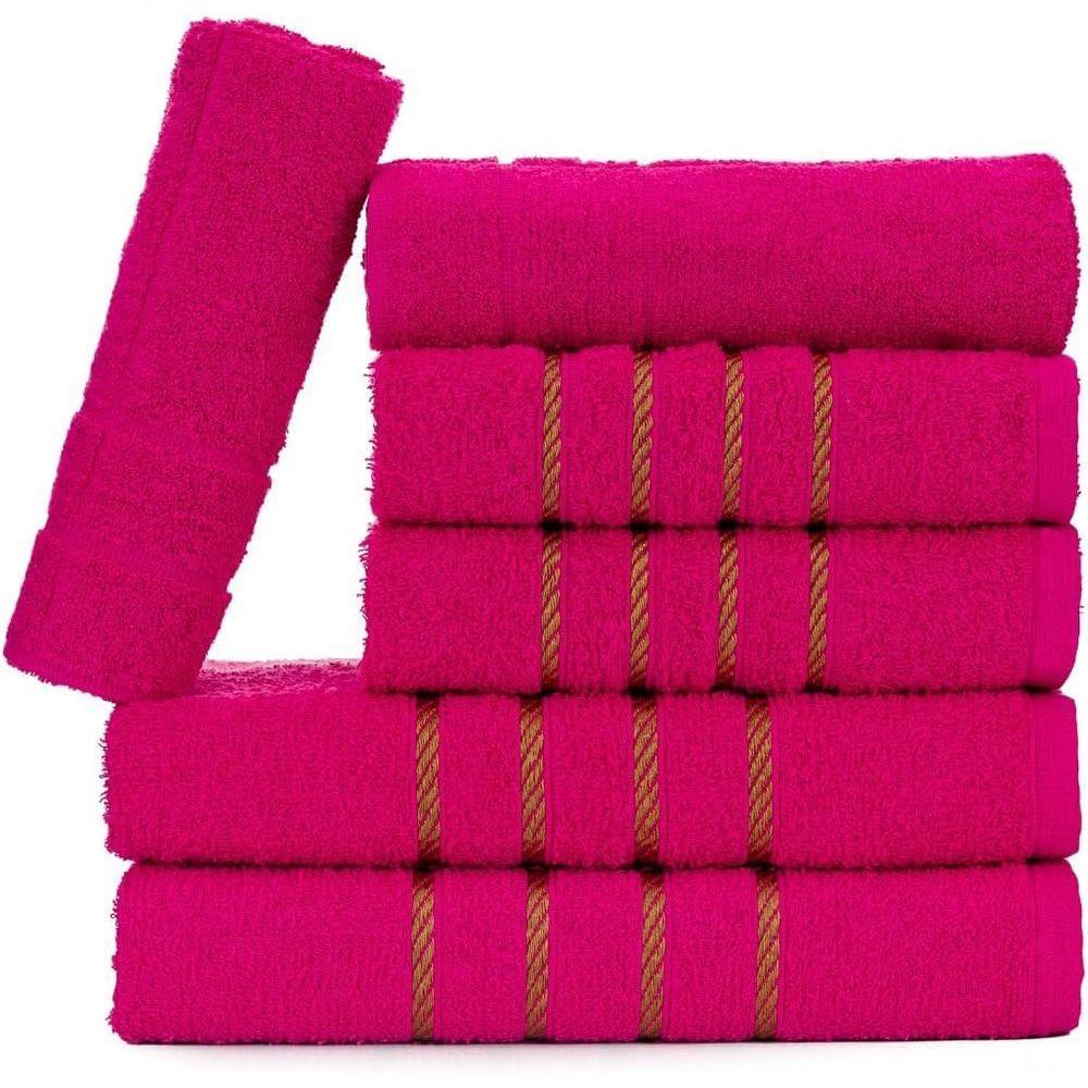 Jogo De Toalha Montreal 2 Banhão + 2 Rosto + 2 Tapete Piso Luxuoso 100% Algodão Rosa Pink - 1