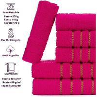Jogo De Toalha Montreal 2 Banhão + 2 Rosto + 2 Tapete Piso Luxuoso 100% Algodão Rosa Pink - 5