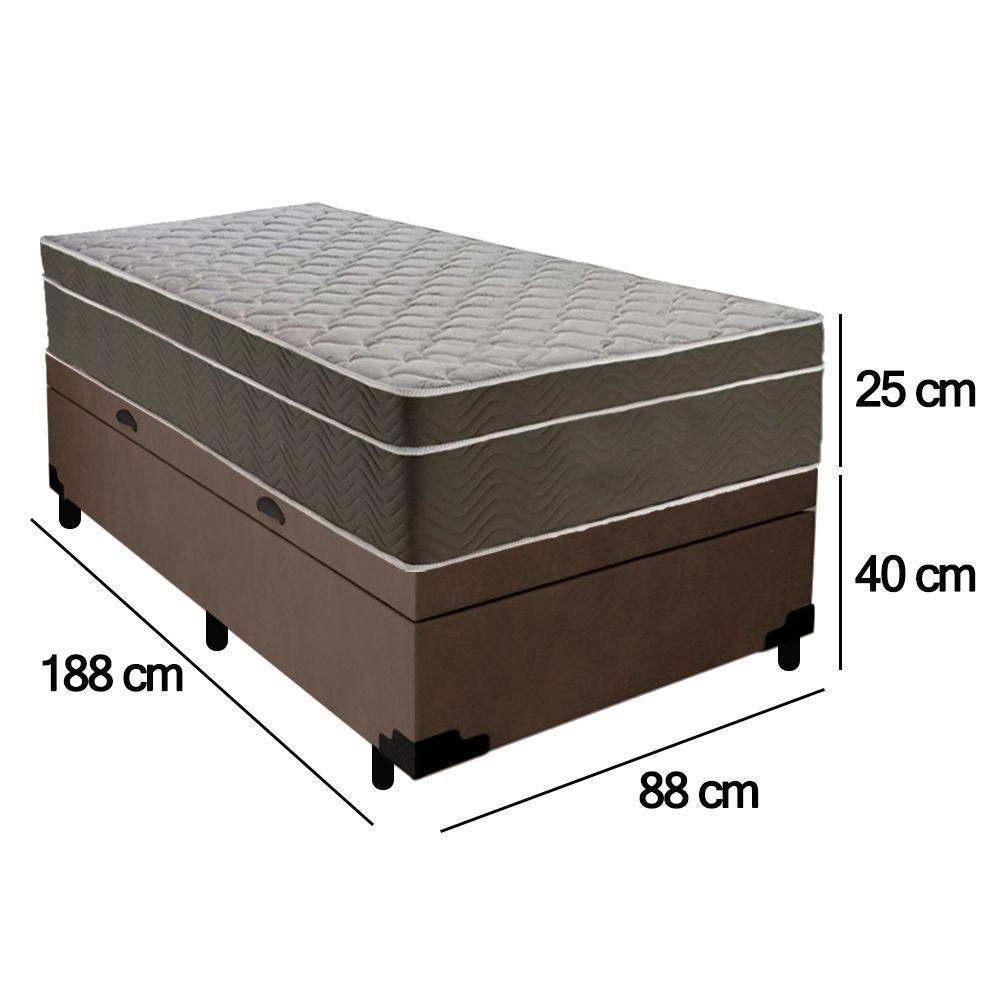 Cama Box Baú Suede Solteiro + Colchão Sereneprime Molas Ensacadas 88x188x69 Cor:marrom - 6