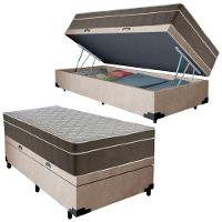 Cama Box Baú Suede Solteiro + Colchão Sereneprime Molas Ensacadas 88x188x69 Cor:bege - 6