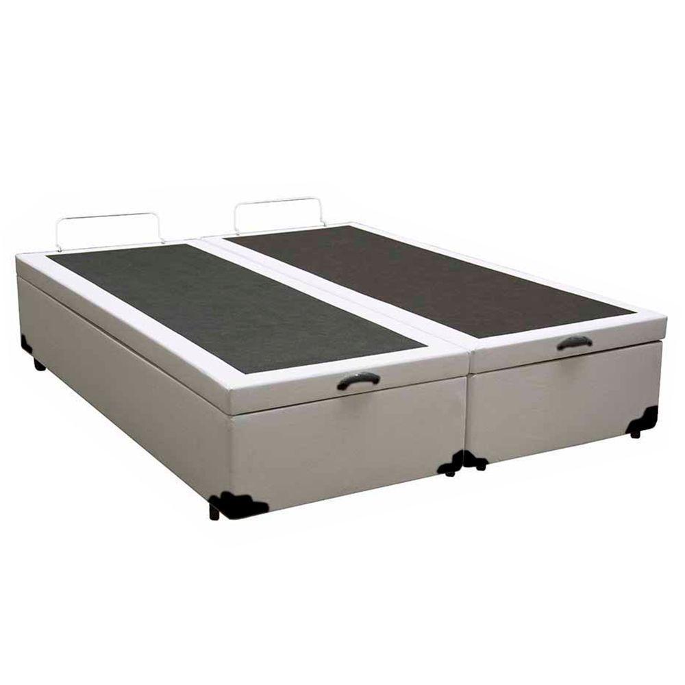 Cama Box Baú Casal Bipartido Sintético Sereneprime Branco 138x188x44 - 2