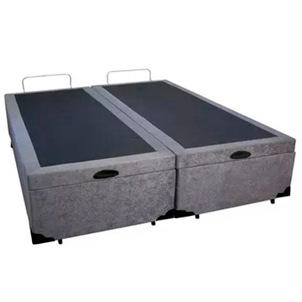 Cama Box Baú Casal Bipartido Suede Sereneprime Cinza 138x188x44 - 2