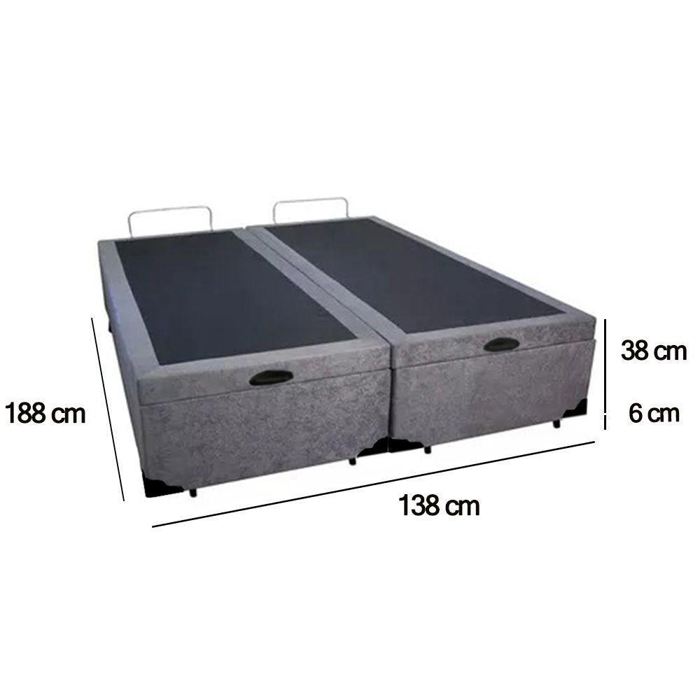 Cama Box Baú Casal Bipartido Suede Sereneprime Cinza 138x188x44 - 5
