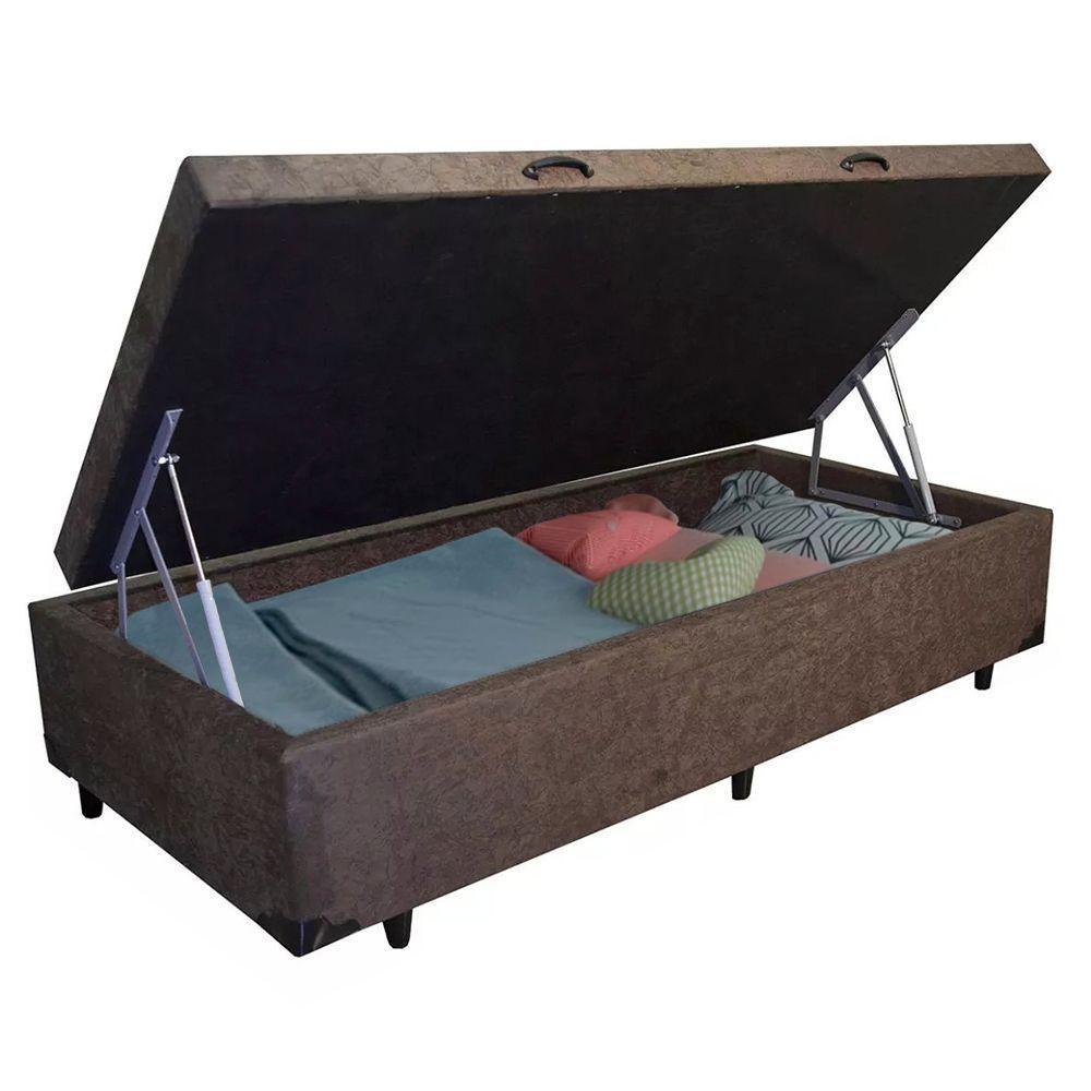 Cama Box Baú Solteiro Suede Sereneprime Marrom 88x188x44. - 3