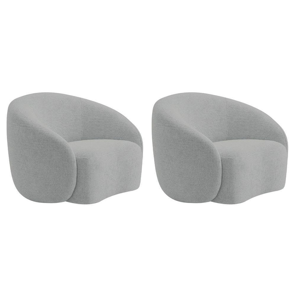 Kit 02 Poltronas Orgânica Luxo Recepção Amore Bouclé Cinza - 1