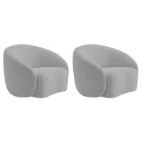 Kit 02 Poltronas Orgânica Luxo Recepção Amore Bouclé Cinza - 1