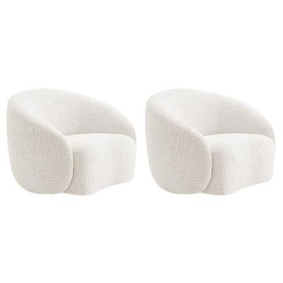 Kit 02 Poltronas Orgânica Luxo Recepção Amore Bouclé Cor Branco
