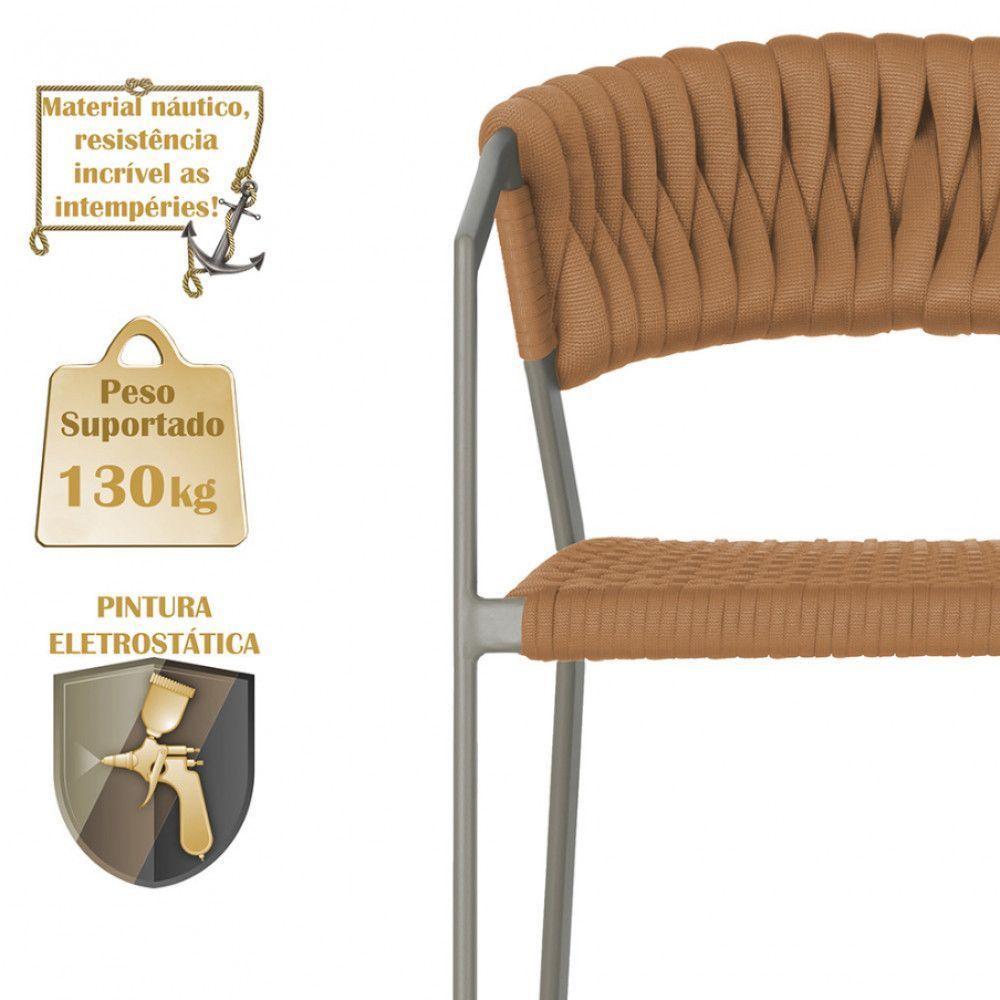 6 Cadeiras Atenas Tricô Náutico E Alumínio Uv Varanda Jantar Terra Cota - 4