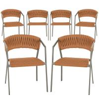 6 Cadeiras Atenas Tricô Náutico E Alumínio Uv Varanda Jantar Terra Cota - 1