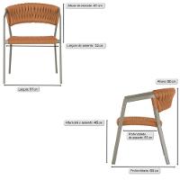 6 Cadeiras Atenas Tricô Náutico E Alumínio Uv Varanda Jantar Terra Cota - 6