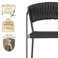 5 Cadeiras Atenas Tricô Náutico E Alumínio Uv Varanda Marrom Preto - 6