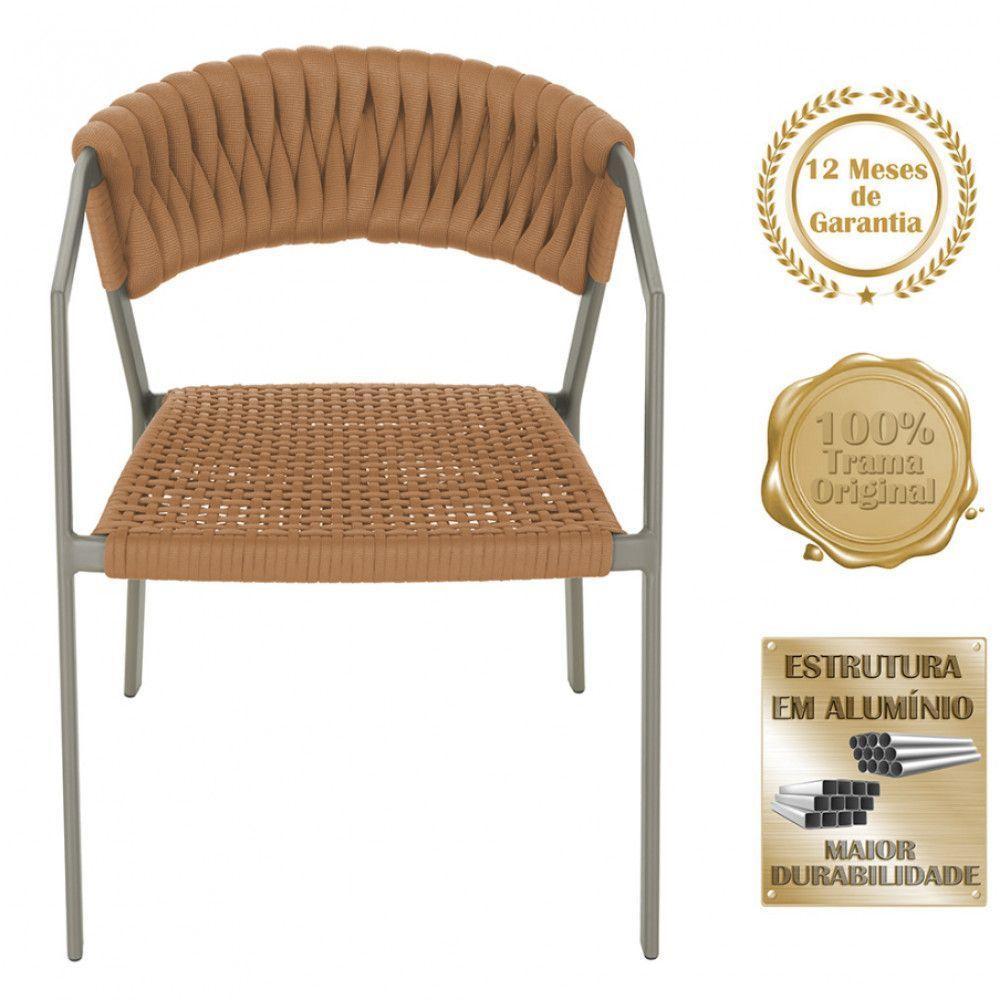 5 Cadeiras Atenas Tricô Náutico E Alumínio Varanda Cozinha Terra Cota - 3