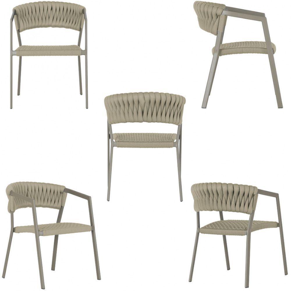 6 Cadeiras Atenas Tricô Náutico E Alumínio Uv Varanda Jantar Rami - 3