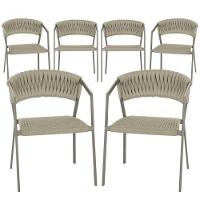 6 Cadeiras Atenas Tricô Náutico E Alumínio Uv Varanda Jantar Rami - 1