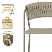 6 Cadeiras Atenas Tricô Náutico E Alumínio Uv Varanda Jantar Rami