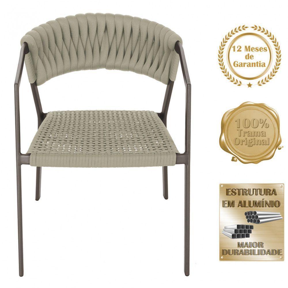 4 Cadeiras Atenas Tricô Náutico E Alumínio Varanda Marrom Rami - 5