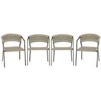 4 Cadeiras Atenas Tricô Náutico E Alumínio Varanda Marrom Rami - 1
