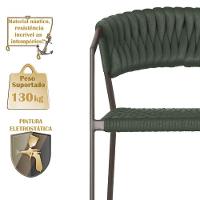 4 Cadeiras Atenas Tricô Náutico E Alumínio Varanda Marrom Verde - 3