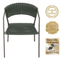 4 Cadeiras Atenas Tricô Náutico E Alumínio Varanda Marrom Verde