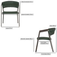 4 Cadeiras Atenas Tricô Náutico E Alumínio Varanda Marrom Verde - 5