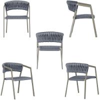6 Cadeiras Atenas Tricô Náutico E Alumínio Uv Varanda Jantar Prata - 3