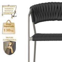 6 Cadeiras Atenas Tricô Náutico E Alumínio Uv Varanda Jantar Preto