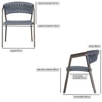 5 Cadeiras Atenas Tricô Náutico E Alumínio Uv Varanda Marrom Prata - 6