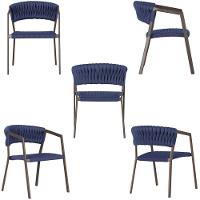 5 Cadeiras Atenas Tricô Náutico E Alumínio Uv Varanda Marrom Azul - 3