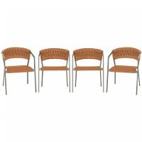 4 Cadeiras Atenas Tricô Náutico E Alumínio Uv Varanda Jantar Terra Cota - 1