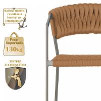 4 Cadeiras Atenas Tricô Náutico E Alumínio Uv Varanda Jantar Terra Cota