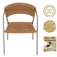 4 Cadeiras Atenas Tricô Náutico E Alumínio Uv Varanda Jantar Terra Cota - 5