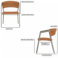 4 Cadeiras Atenas Tricô Náutico E Alumínio Uv Varanda Jantar Terra Cota - 6