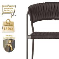 5 Cadeiras Atenas Tricô Náutico E Alumínio Uv Varanda Marrom Marrom - 3