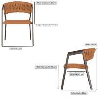 4 Cadeiras Atenas Tricô Náutico E Alumínio Varanda Marrom Terra Cota - 6