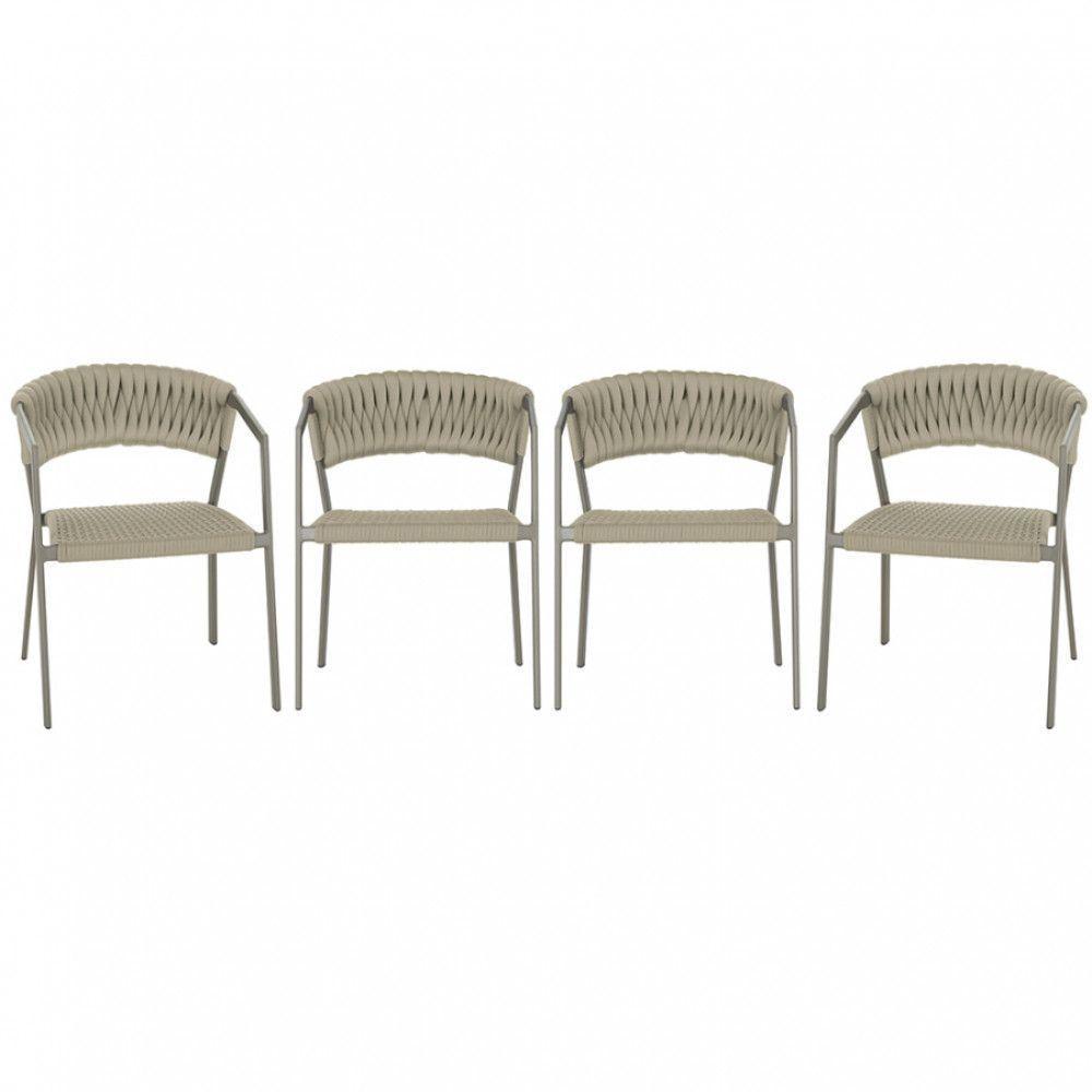 4 Cadeiras Atenas Tricô Náutico E Alumínio Uv Varanda Jantar Rami - 1