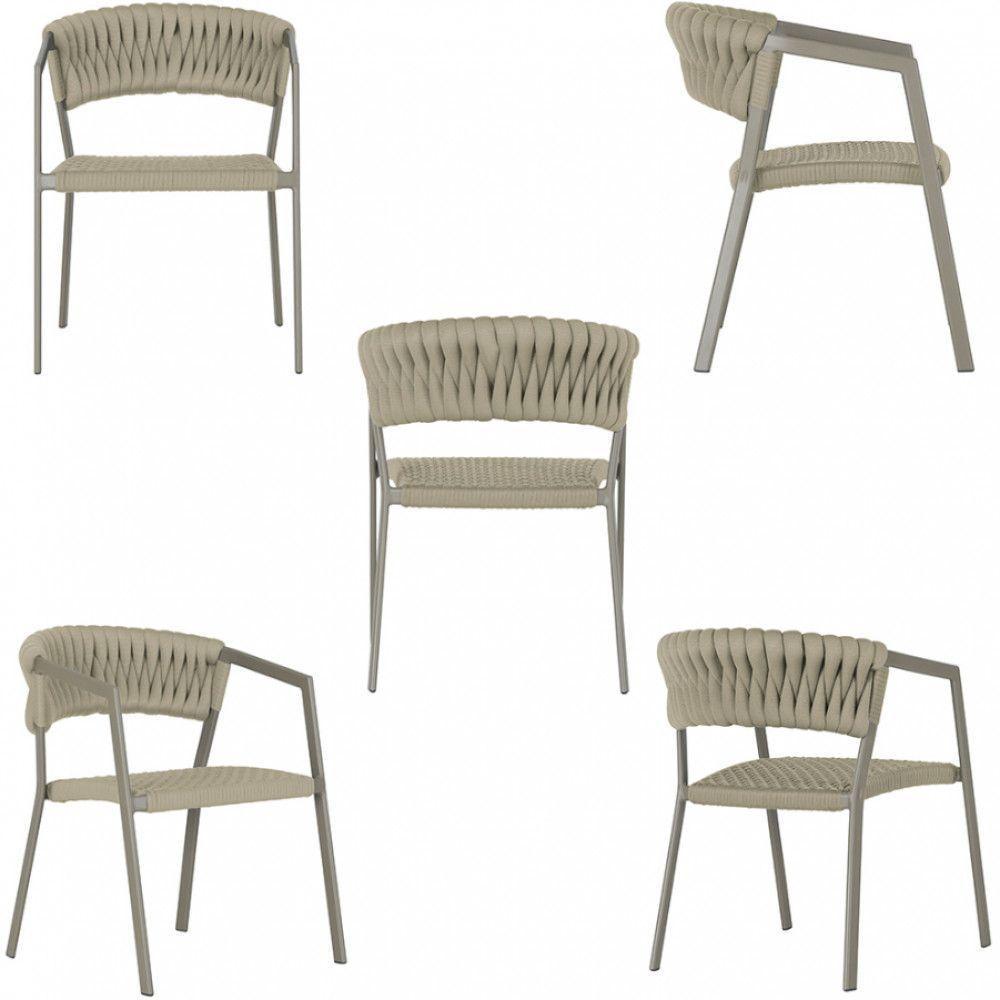 4 Cadeiras Atenas Tricô Náutico E Alumínio Uv Varanda Jantar Rami - 3