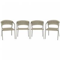4 Cadeiras Atenas Tricô Náutico E Alumínio Uv Varanda Jantar Rami - 1