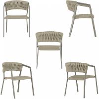 4 Cadeiras Atenas Tricô Náutico E Alumínio Uv Varanda Jantar Rami - 3