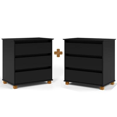 Mesa De Cabeceira Grande 2 Unidades Preto E.j Móveis