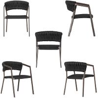 4 Cadeiras Atenas Tricô Náutico E Alumínio Varanda Marrom Preto - 3